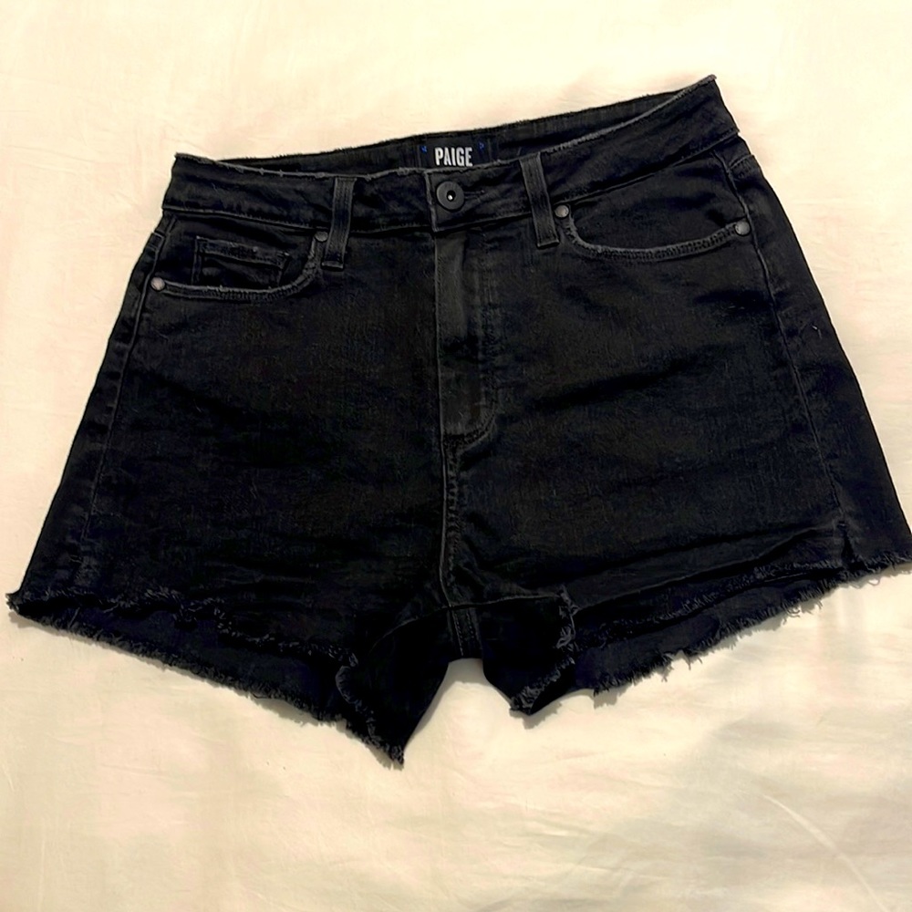 PAIGE Vintage Black Denim shorts with raw hem. Size 29. Perfect summer staple!